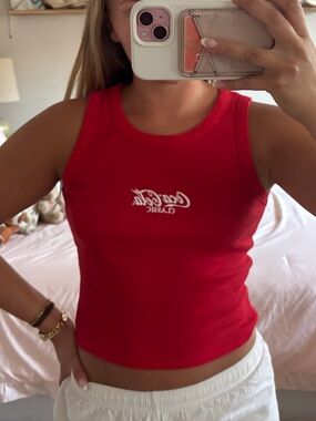 Coca Cola Red Sleeveless Ribbed Tank with Classic Logo